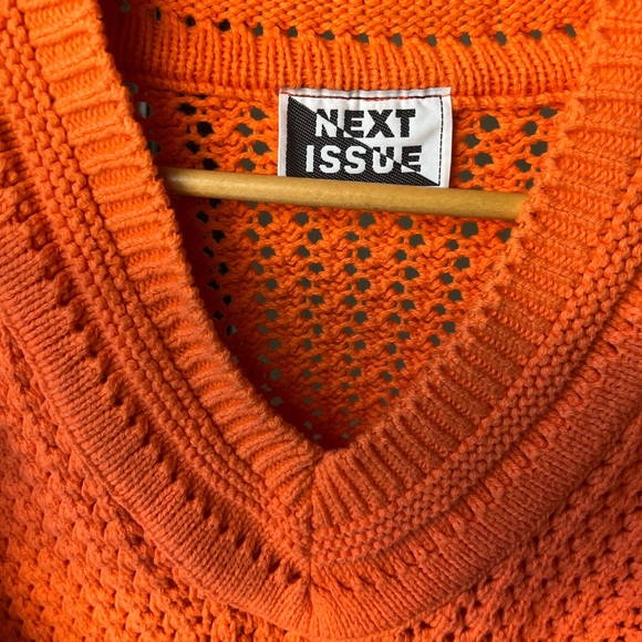 Vintage Bright Orange Knit Crop Sweater - Picture 3 of 3